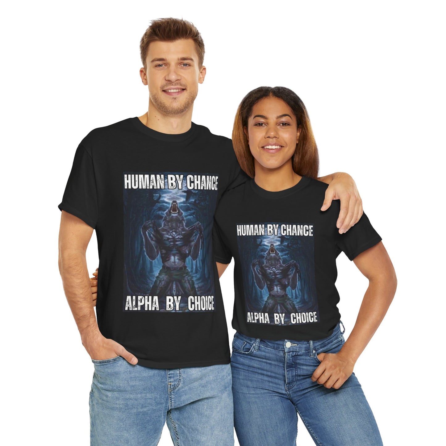 Unisex Heavy Cotton Tee - 'Human by Chance, Alpha by Choice' Graphic Tee