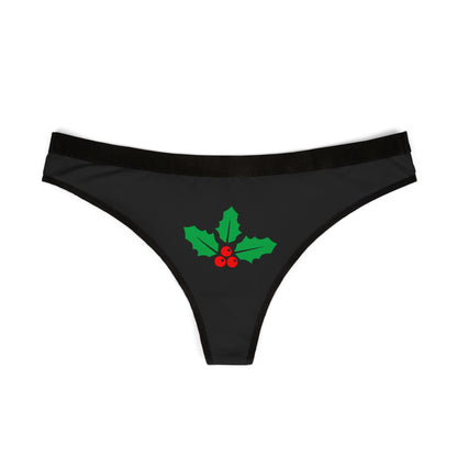 Festive Women's Thongs with Holly Design