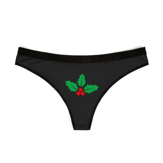 Festive Women's Thongs with Holly Design