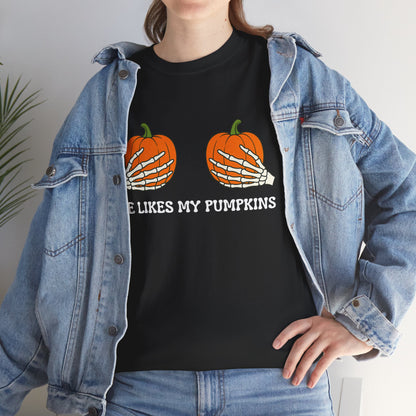 He likes my pumpkins,Halloween