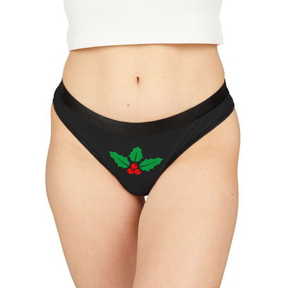 Festive Women's Thongs with Holly Design